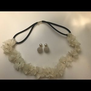 Floral headband and Pearl Earring Brand New